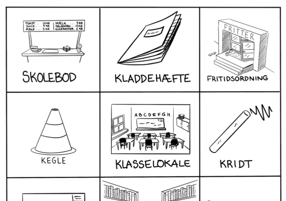 Bingo med skoleord ("Skolestart")